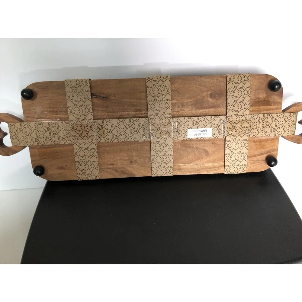 3pc Snack Dish Set w/ Wood Tray – Serving Board for‎ Party, Chips, Dips & Sauces